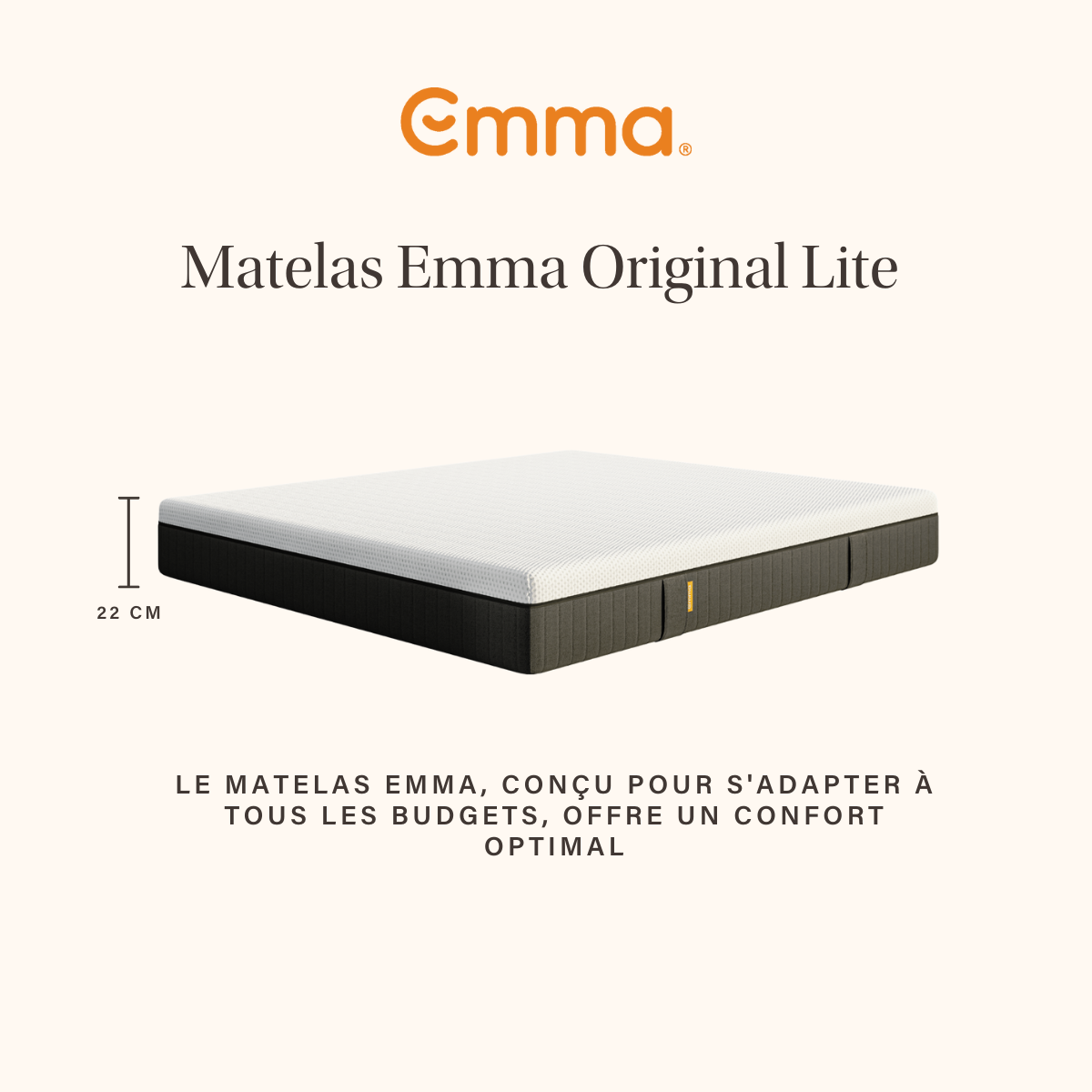 EMMA | Matelas Original Lite 140x190 cm | Ressorts + Mousse à Mémoire de Forme | Soutien Respirabilité | 5 couches - 7