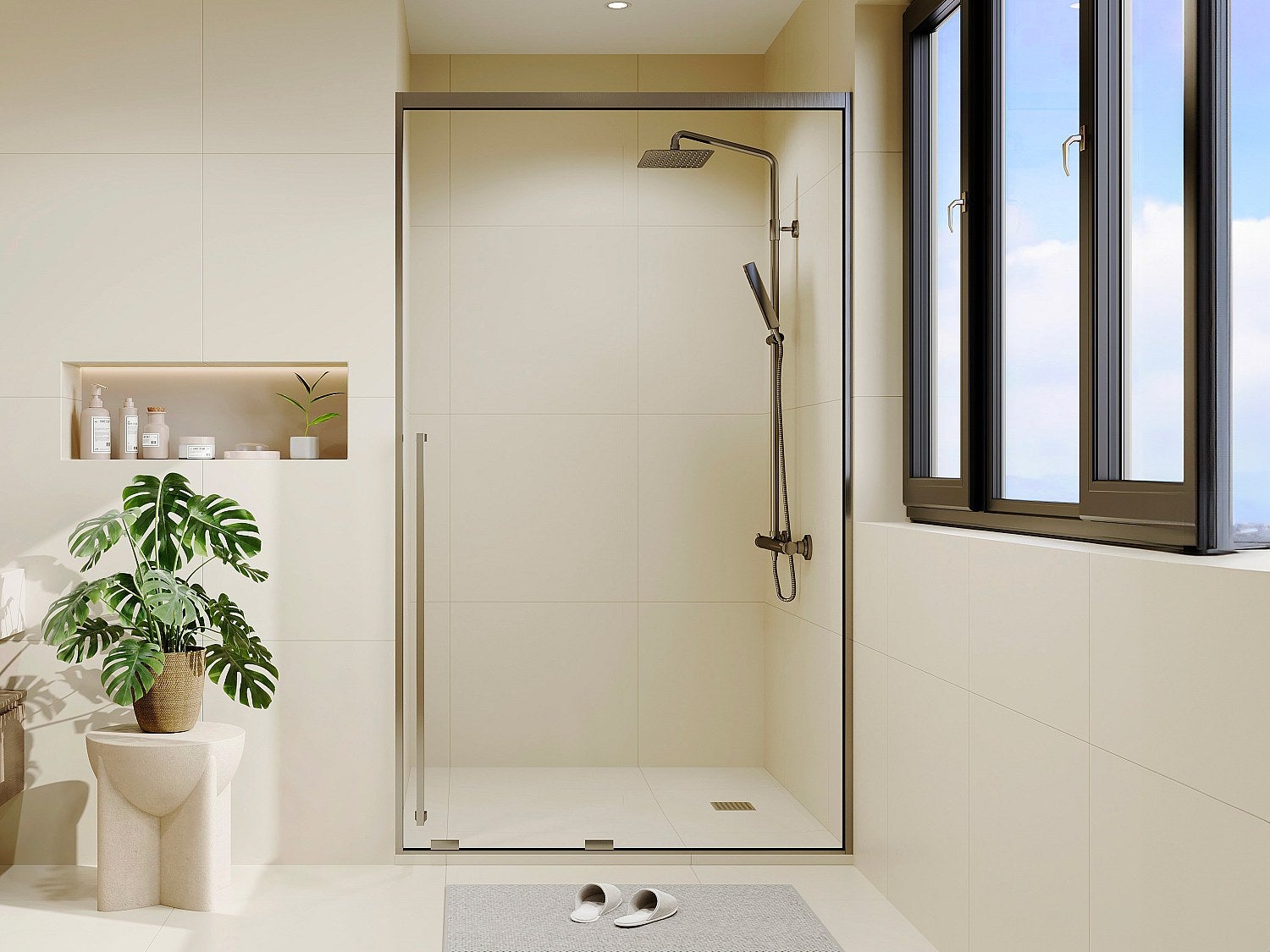 Drzwi prysznicowe przesuwne - 120 x 200 cm - Stalowoszary - COVINGTON