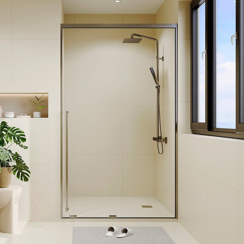 Drzwi prysznicowe przesuwne - 120 x 200 cm - Stalowoszary - COVINGTON