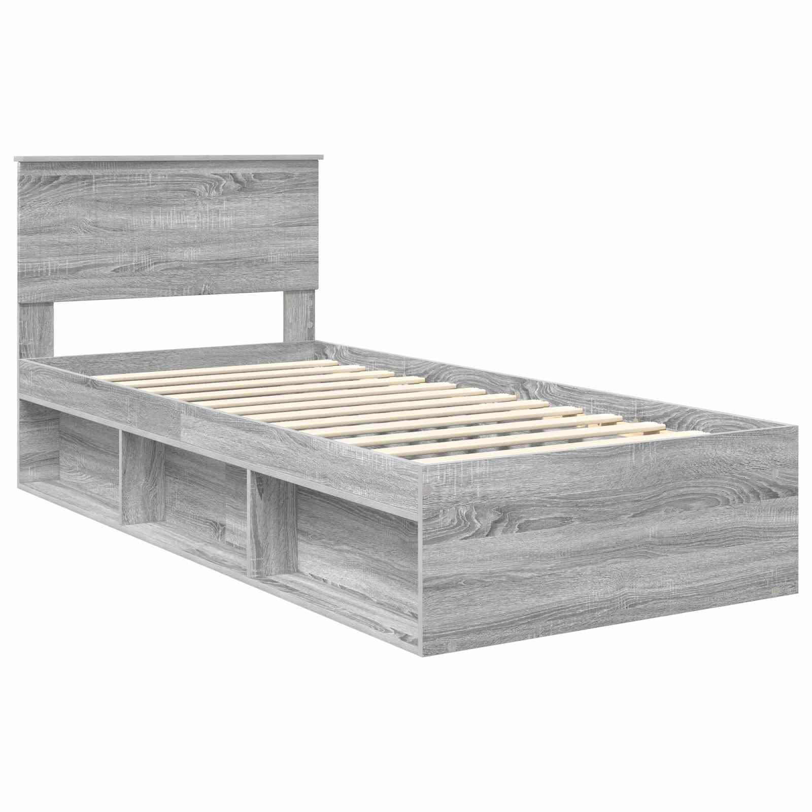 Cadre de lit gris 90 x 200 cm en pin massif - 4