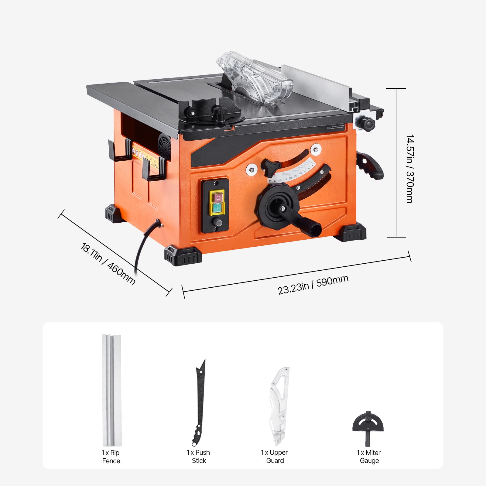 Sierra de mesa para construcción,SucceBuy 210 mm,1200 W,capacidad de corte 225 mm,velocidad de corte 4800 rpm,hoja de 24 dientes incluida - 9