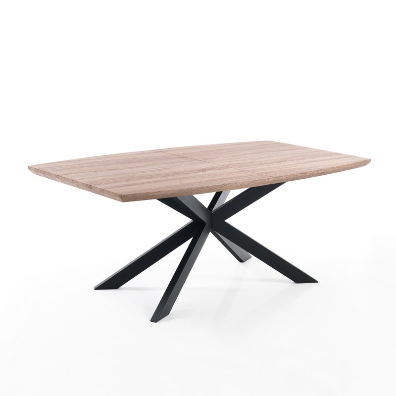 Stół rozkładany HICS WOOD 2, dąb MDF, matowy czarny metal, 160/210 cm