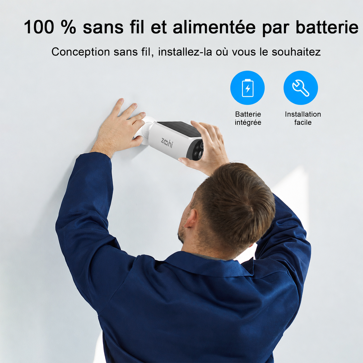 Caméra de Surveillance Sans Fil Extérieure 4MP, caméra à batterie avec panneau solaire intégré, ZOOHI, WiFi 2,4Ghz et 5Ghz - 5