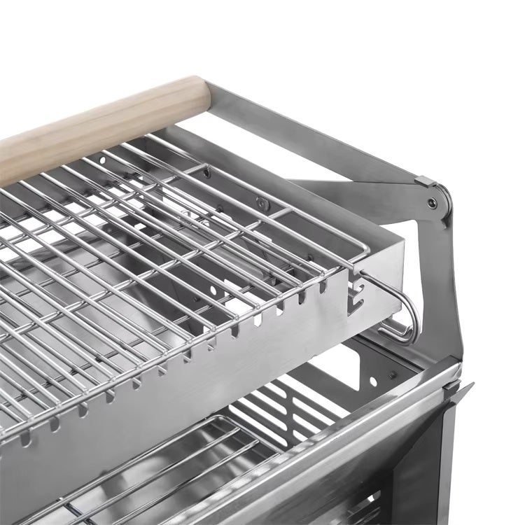 Barbecue charbon portable inox à rotation 360° démontable pour camping, pique-nique, jardin et réception extérieure - 8