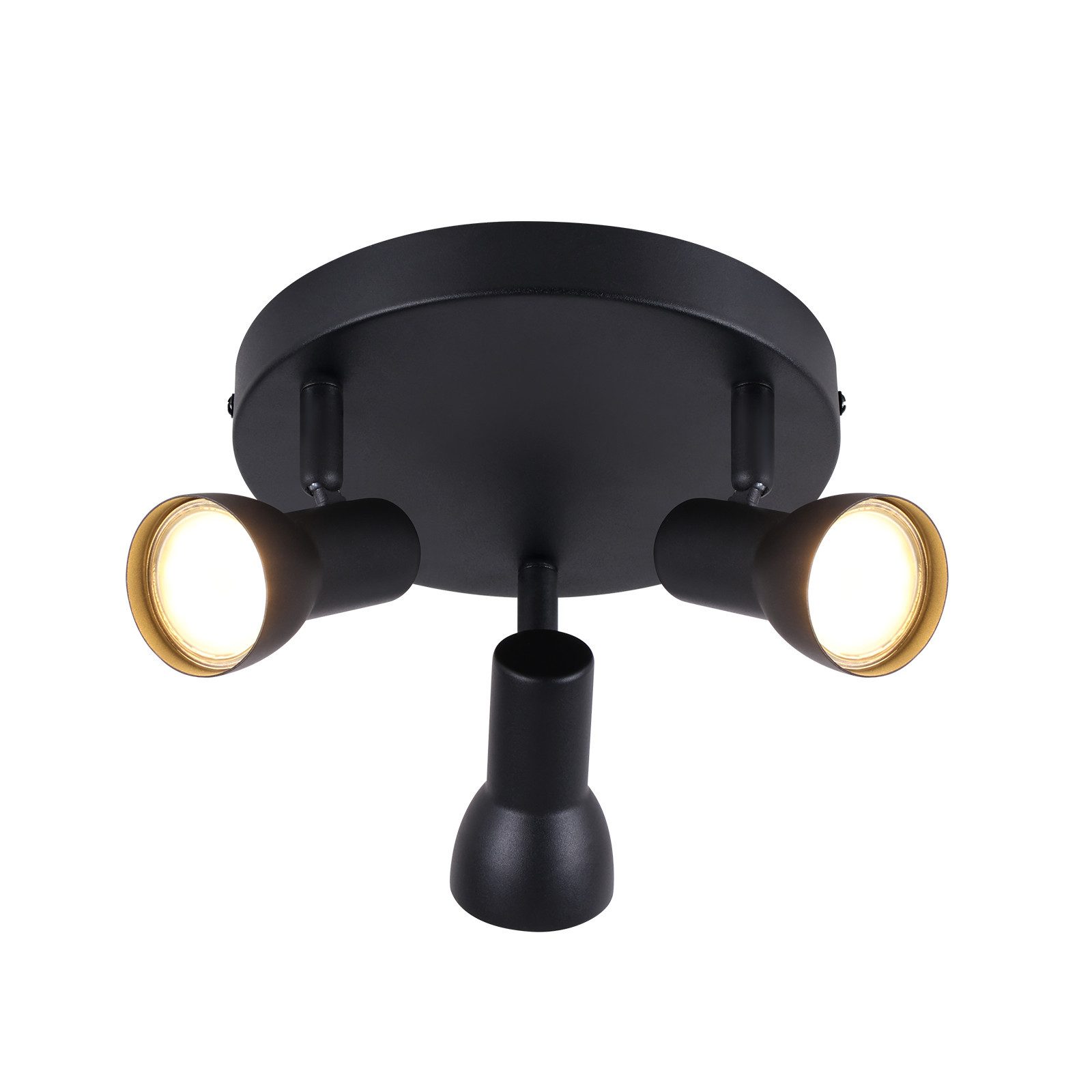 Spot de plafond NETTLIFE 3 flammes, plafonnier noir, design moderne, spots de plafond ronds en métal, culot GU10 - 9