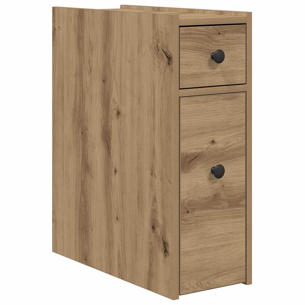 Armoire de salle de bain étroite avec roulettes chêne artisanal vidaXL - 2