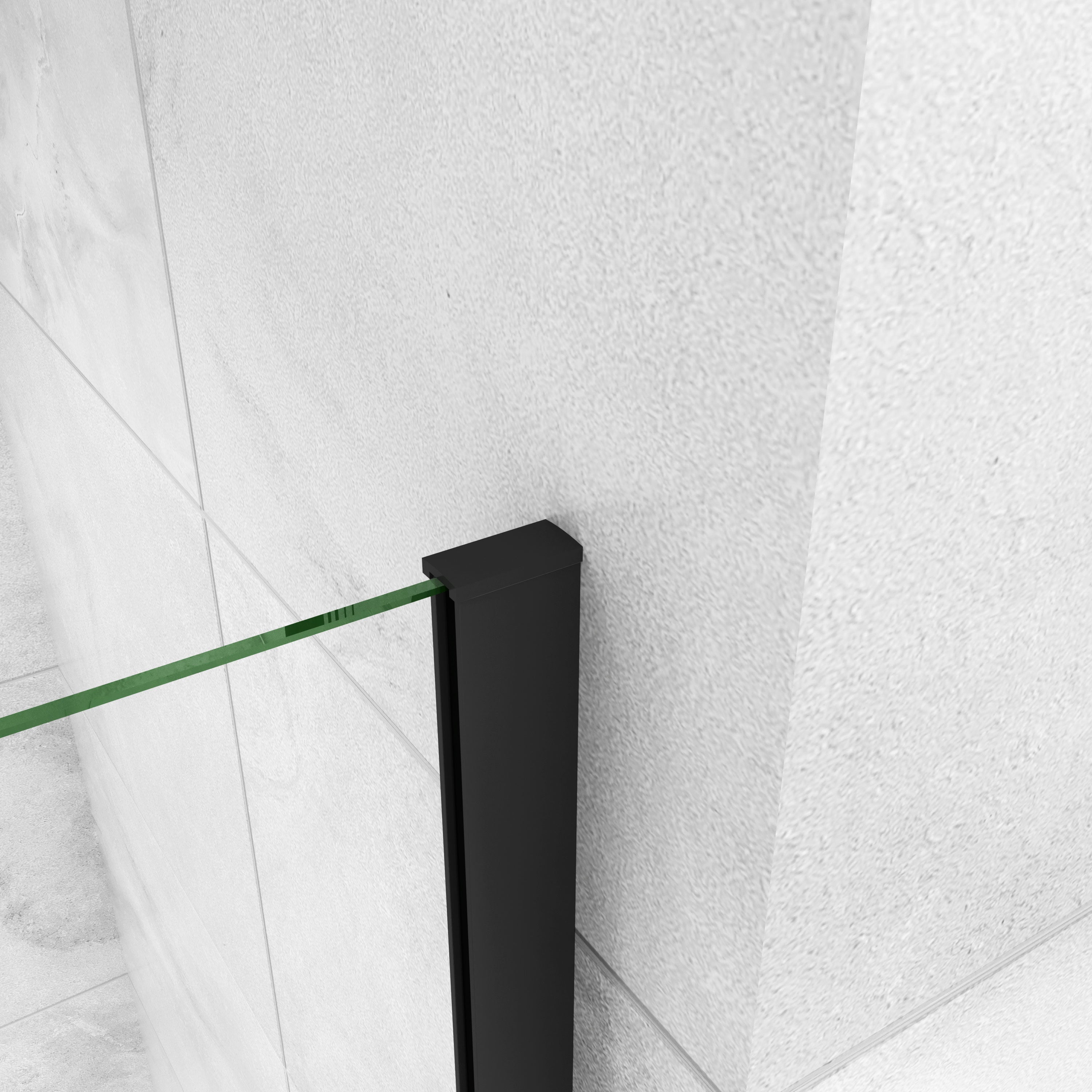 Porte de douche battante 120x200cm avec un élément fixe, profilé noir mat, Porte de douche Hauteur 200cm en 8mm verre anticalcaire - 3