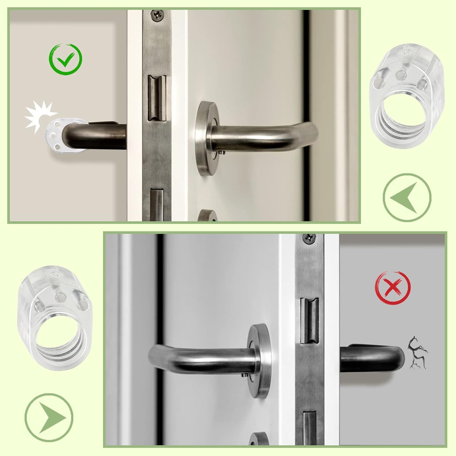 IOOMVOL 12 Pièces Porte en Silicone Anti-Poignée De Porte Protection Poignee Porte De Mur Et De Meubles de fenêtre, Flexible et étirable (Transparent) - 4