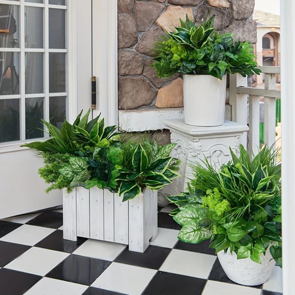 Lot de 18 plantes artificielles avec protection UV – Tiges de verdure imitation plastique pour décoration intérieure et extérieure, jardin suspendu - 5