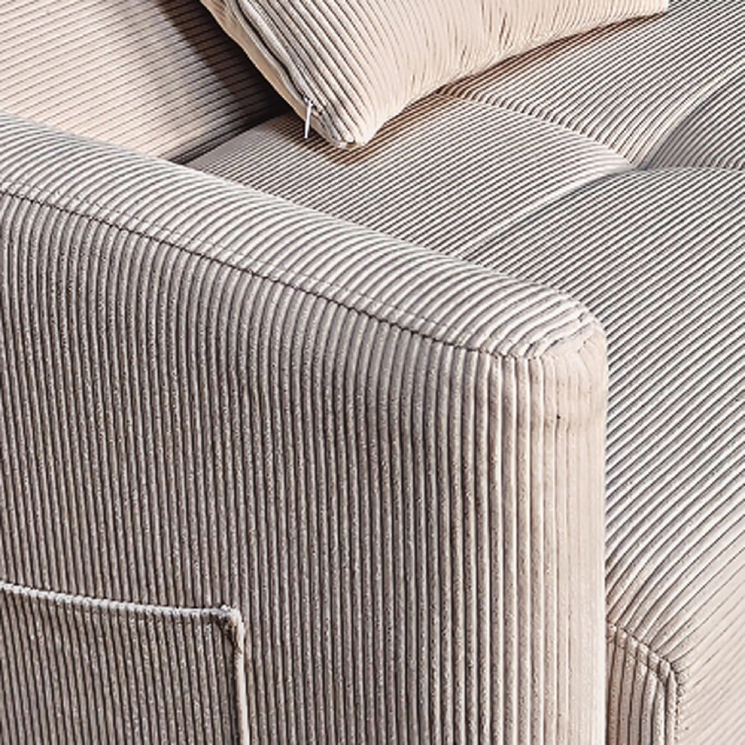 Canapé convertible avec coffre en velours cotelé beige 3 places ADARE - 4