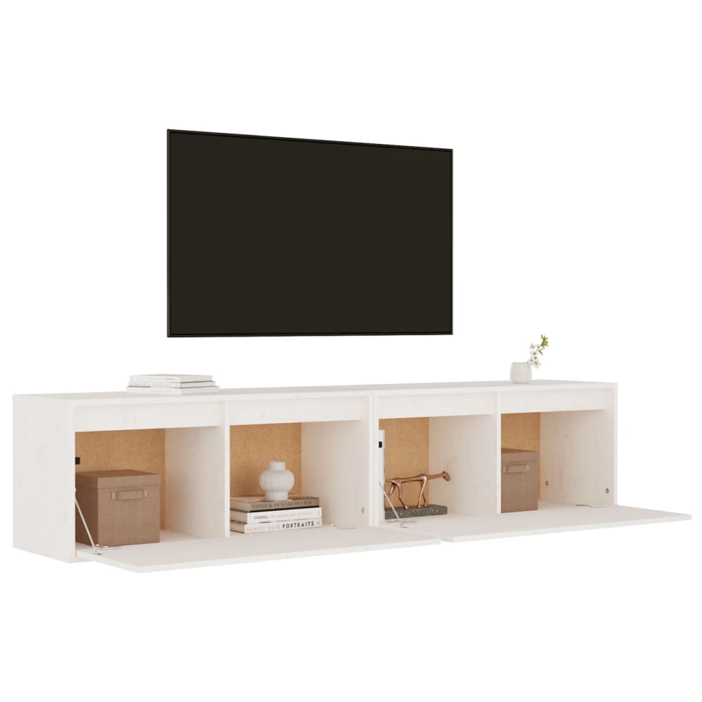 Maison Exclusive - Armario de pared 2 uds madera maciza de pino blanco 80x30x35 cm - 6