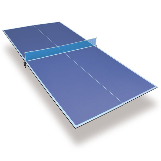 Mesa de ténis de mesa 121.92x60.96x2.54 cm com design dobrável portátil, MDF azul