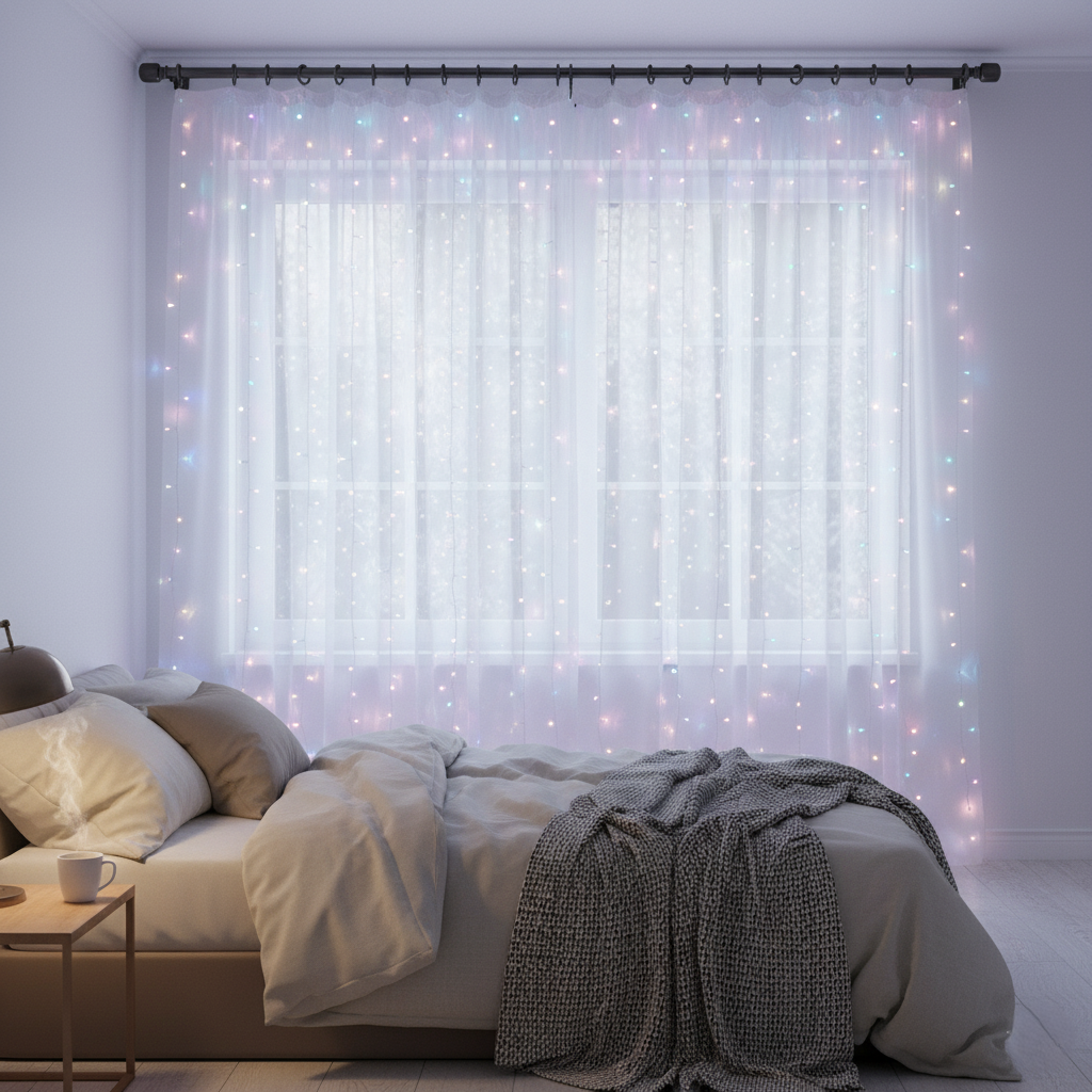 Kurtyna świetlna LED RGB 3x3m 300 diod USB 5V IP44 8 trybów z pilotem lampki wewnętrzne ozdoba multikolor MasterLED - 8