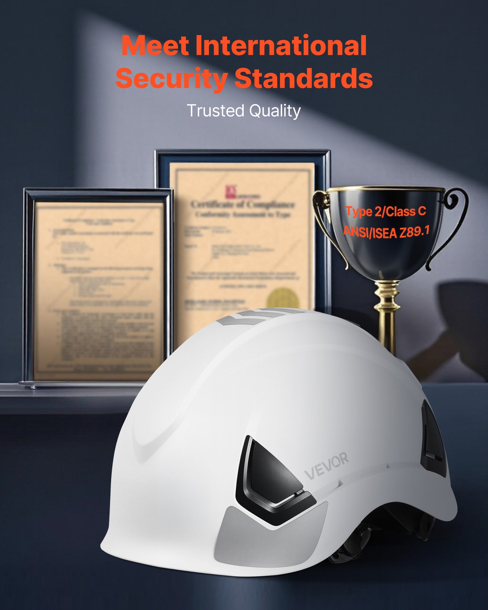 Capacete de Segurança Industrial VEVOR ABS Certificado ANSI/ISEA Z89.1 com Suspensão a Catraca 6 Pontos Ajustável e Ventilado para Adultos - 2