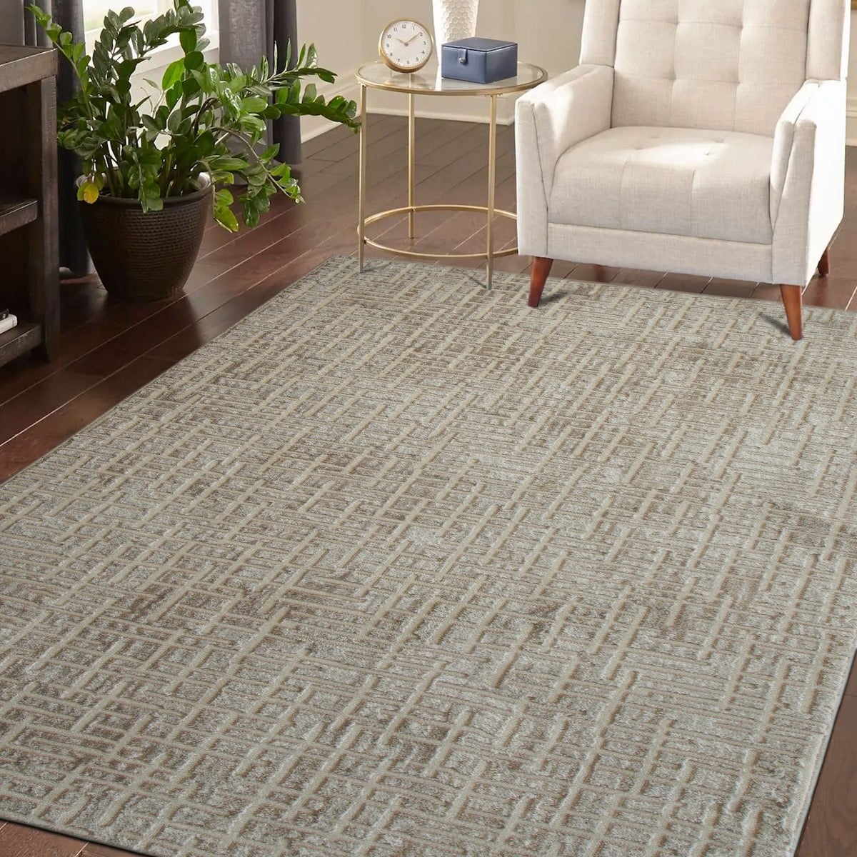 Tappeto moderno con motivo geometrico beige 160x230 - 7