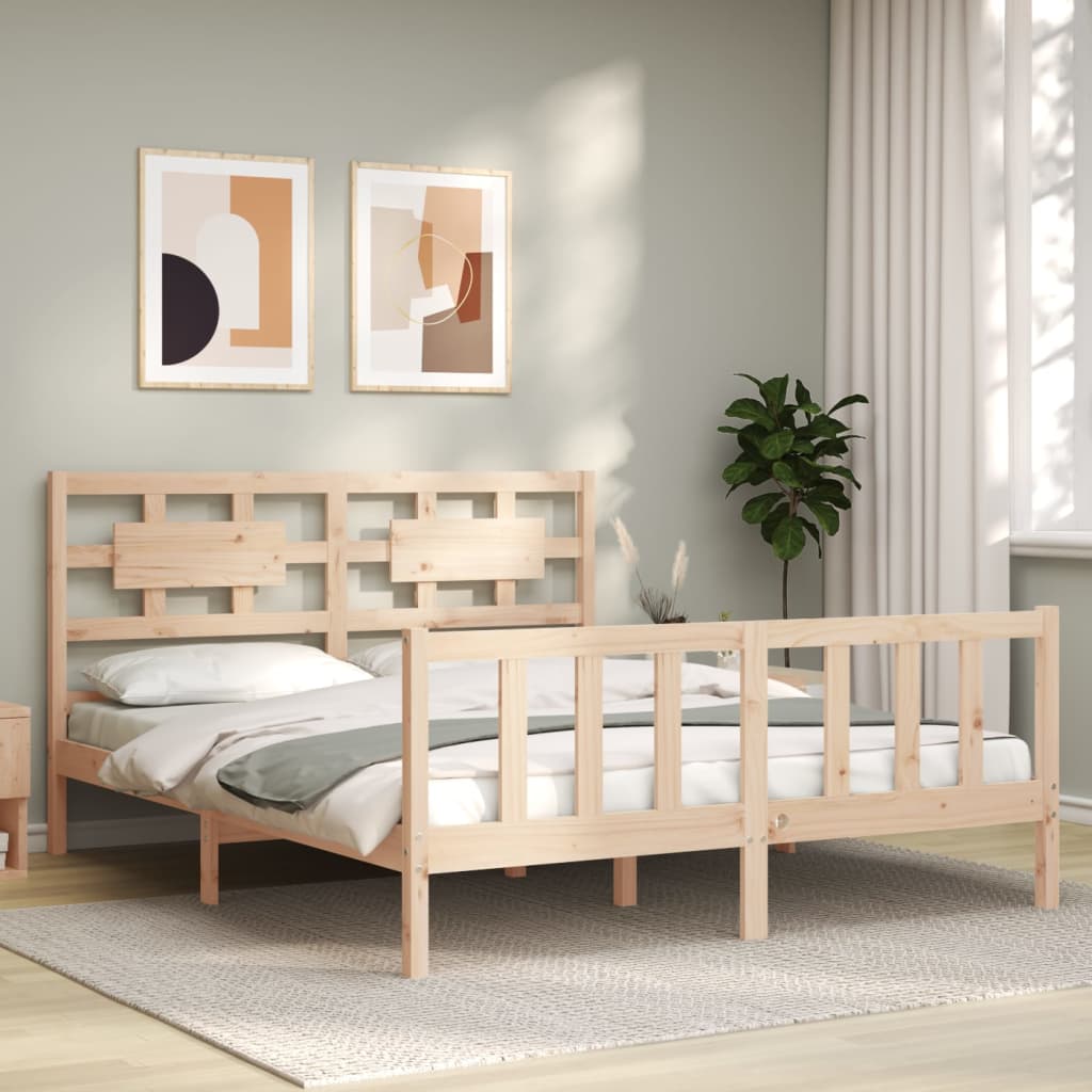 Ivy Bronx Cadre de lit, cadre de lit plateforme en bois avec tête de Ivy Bronx Cadre de lit, cadre de lit plateforme en bois avec tête de