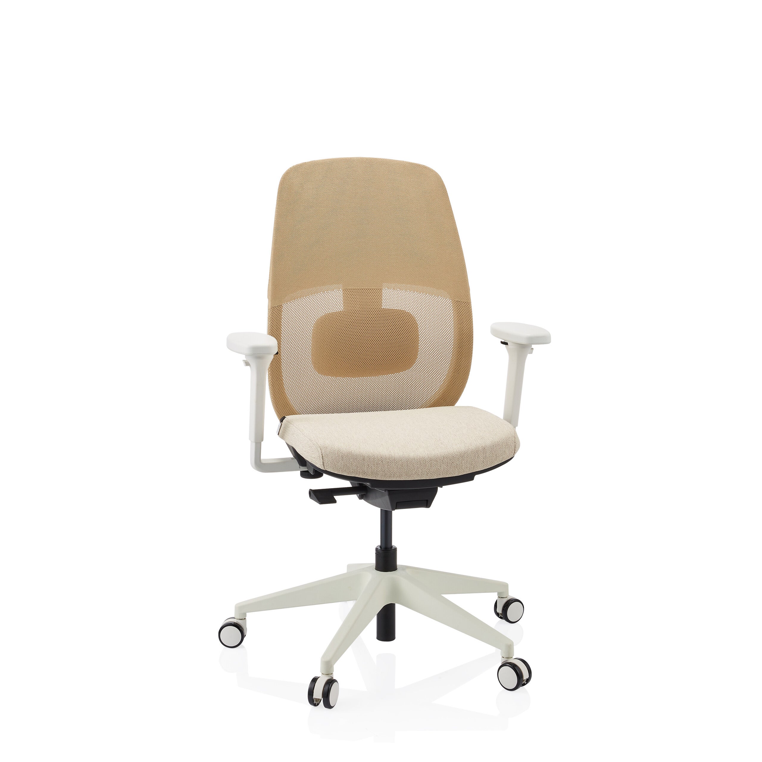 Ergonomiczne krzes?o biurowe Skandis bez zag?ówka be?owe / bia?a podstawa hjh OFFICE