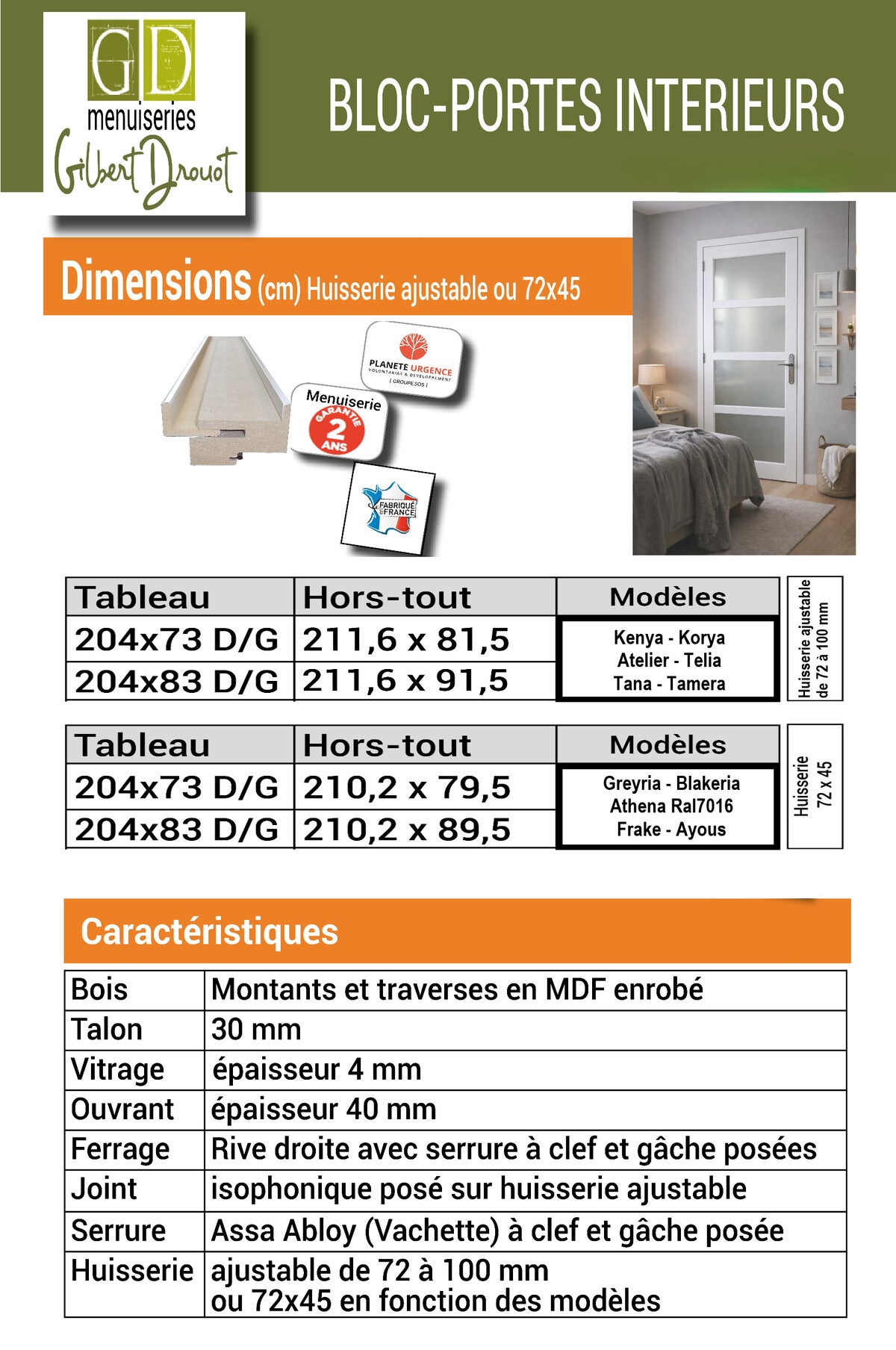 Bloc Porte Tamera Blanc H204 X L83 Côte Tableau P.droite,poignee Gd Menuiseries - 6