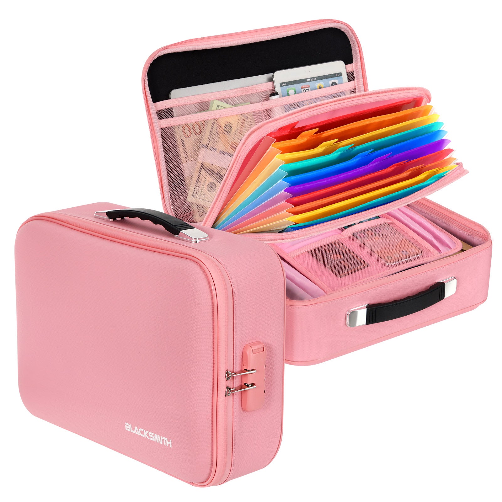 Ataoyus Boîte de classement pliable blanche ondulée avec poignée, boîte à documents, portable, système de stockage sécurisé, conteneur pour bureau, maison, carnet de certificats, étagères, armoire