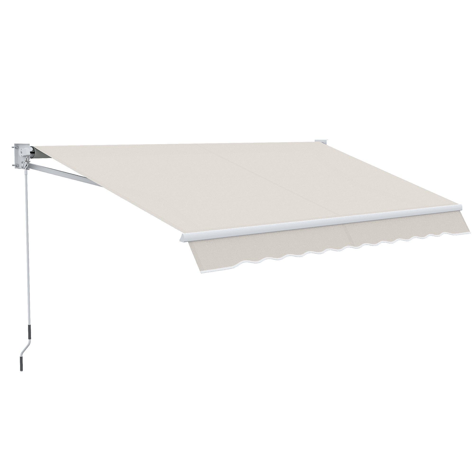Toldo Manual Retrátil Outsunny Creme Branco Poliéster 280g/m² e Alumínio 200x295cm - 2