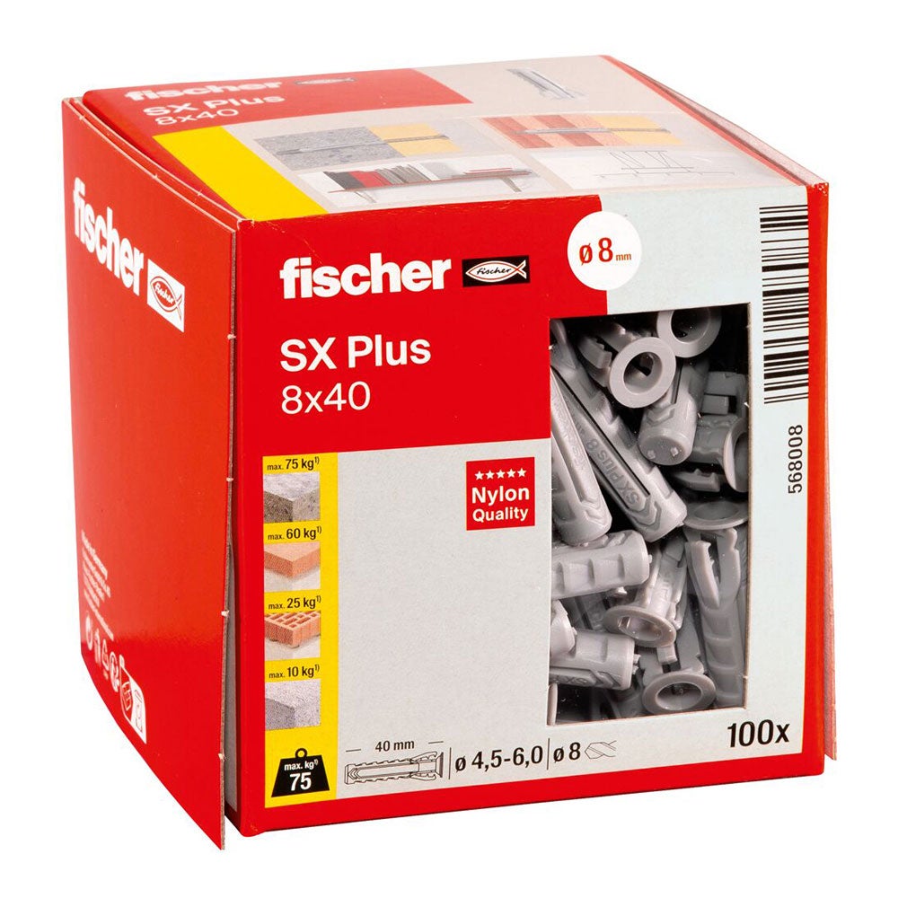 Cheville SX 8x40 FISCHER - boîte de 100 pcs n°8 - 96057 - 6