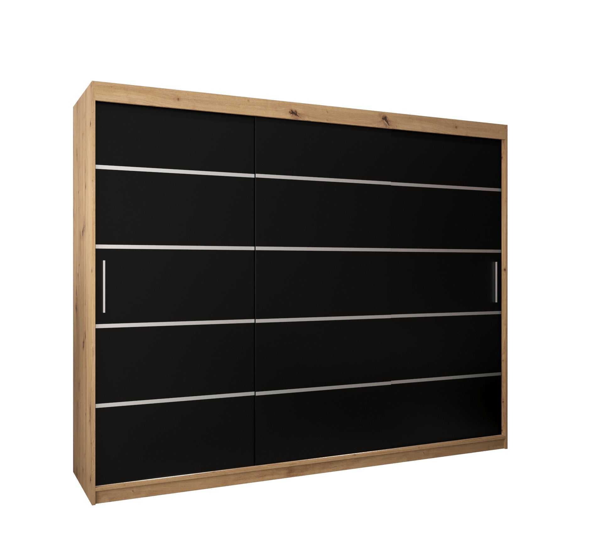 Szafa przesuwna garderoba Verona 1 250 x 62 x 200 cm Artisan + Czarny - Abiks Meble