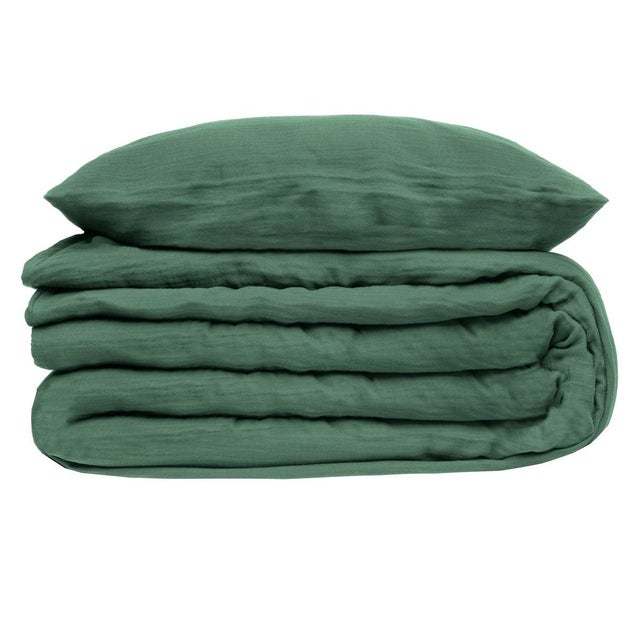 Parure de lit - gaze de coton - vert céladon - 260x240 cm - Atmosphera créateur d'intérieur