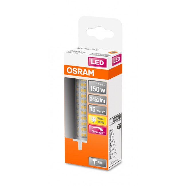 OSRAM LED LINE R7S DIM / Tubi LED: R7s, Dimmabile, 17,50 W, 150W equivalenti, chiara, bianco caldo, 2700 K - 6