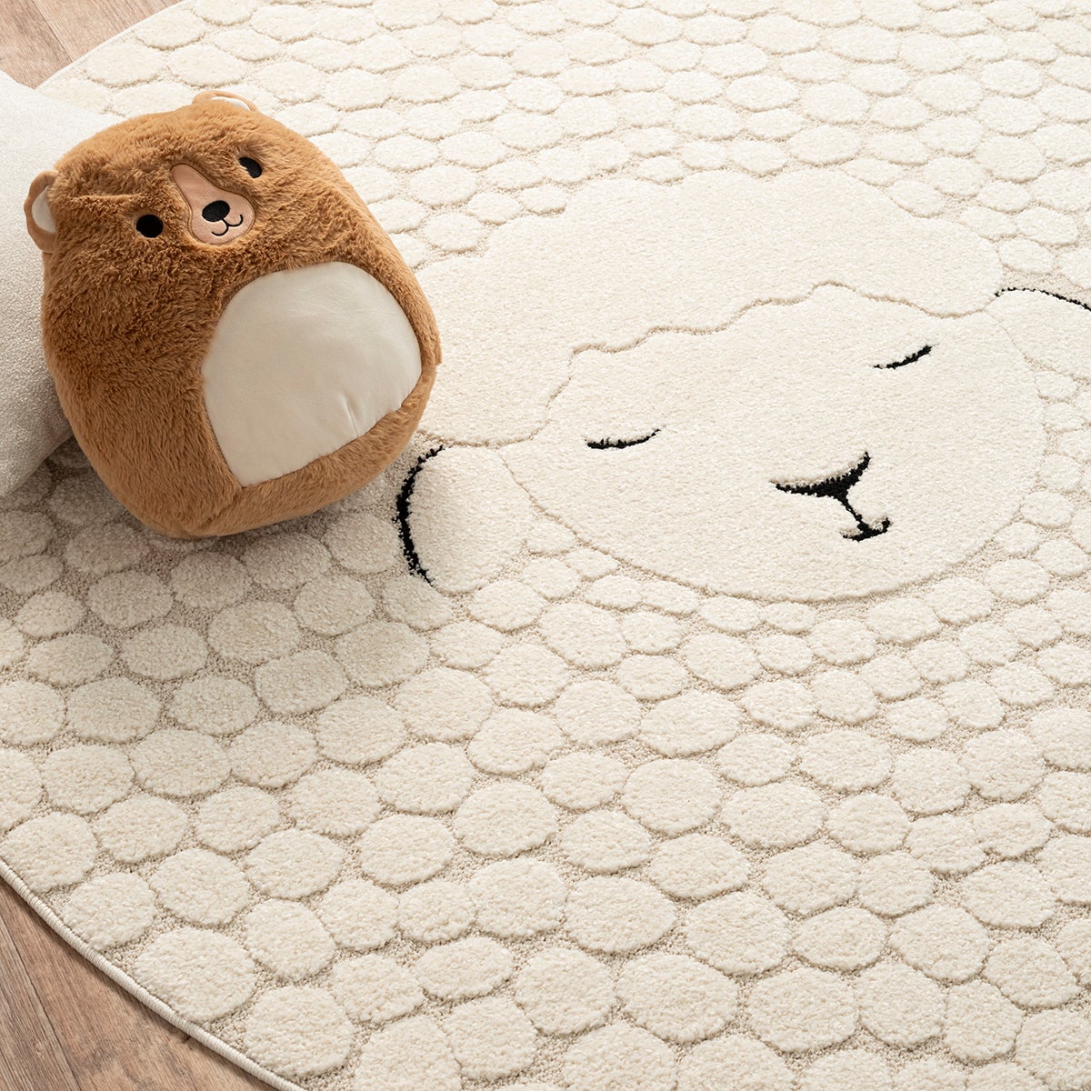 the carpet Elisa Kids tapis pour chambre d'enfant, tapis pour enfant, tapis de jeu, facile d'entretien, résistant, Crème, 120 cm Ronde - 3