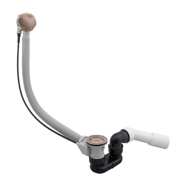 Ensemble de vidange de baignoire avec bonde extra-plat en laiton - Bronze antique
