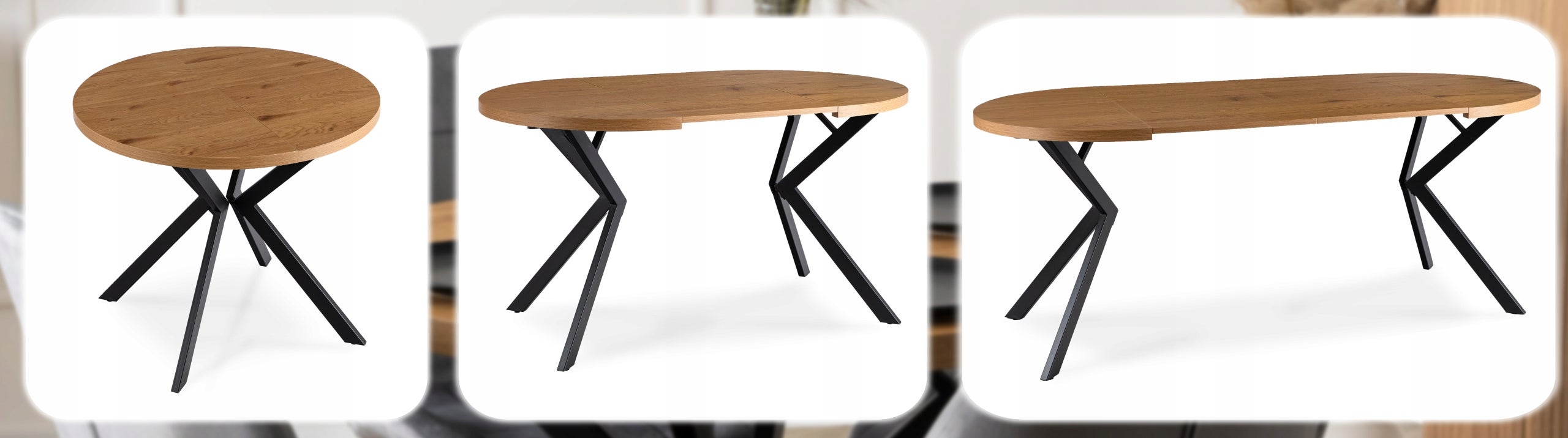 Stół Rozkładany Okrągły Kuchenny Do Jadalni Kuchni Salonu Loft Dąb LUGO - 4