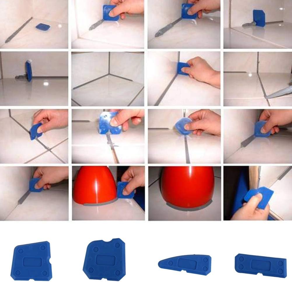 Kit de herramientas para calafateo, herramientas selladoras de silicona, herramienta para quitar calafateo, 4 Uds. (azul) - 3