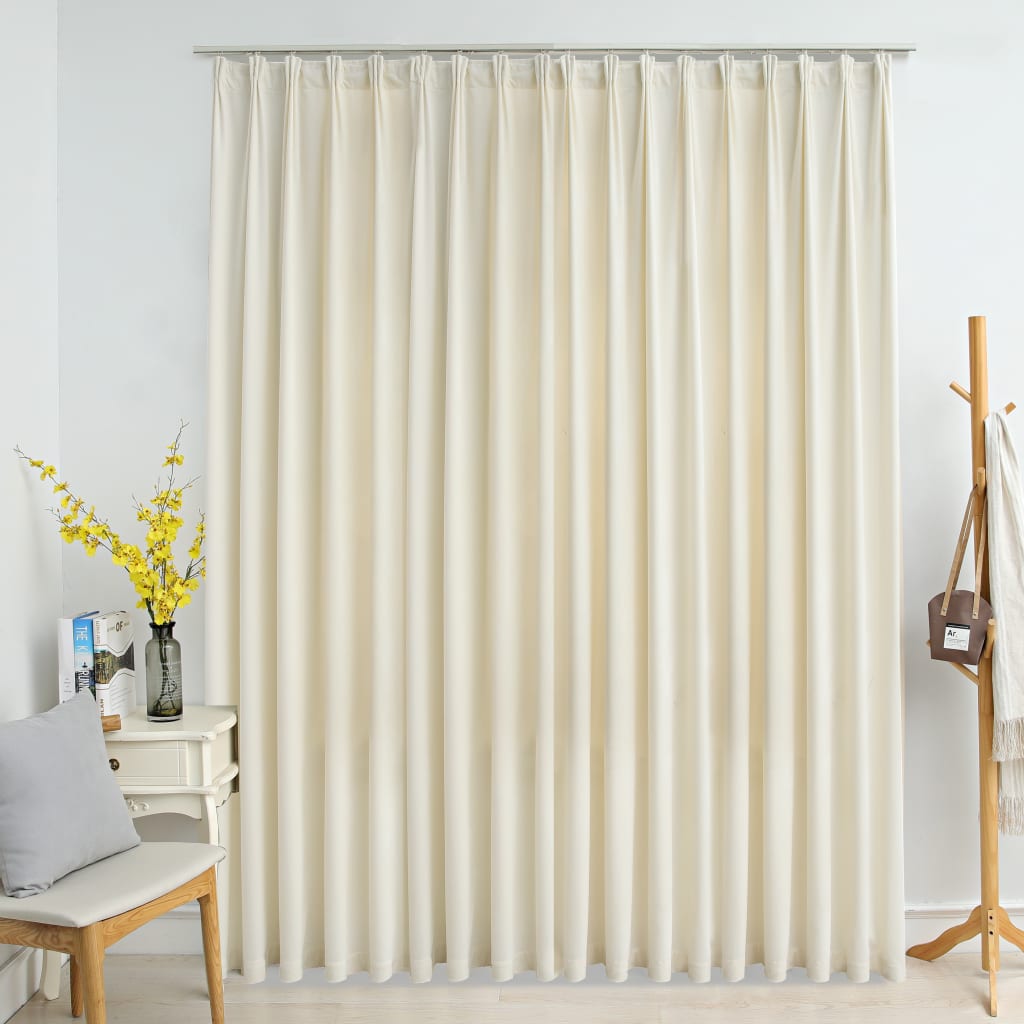 Maison exclusive - cortina opaca con ganchos terciopelo color crema 290x245 cm