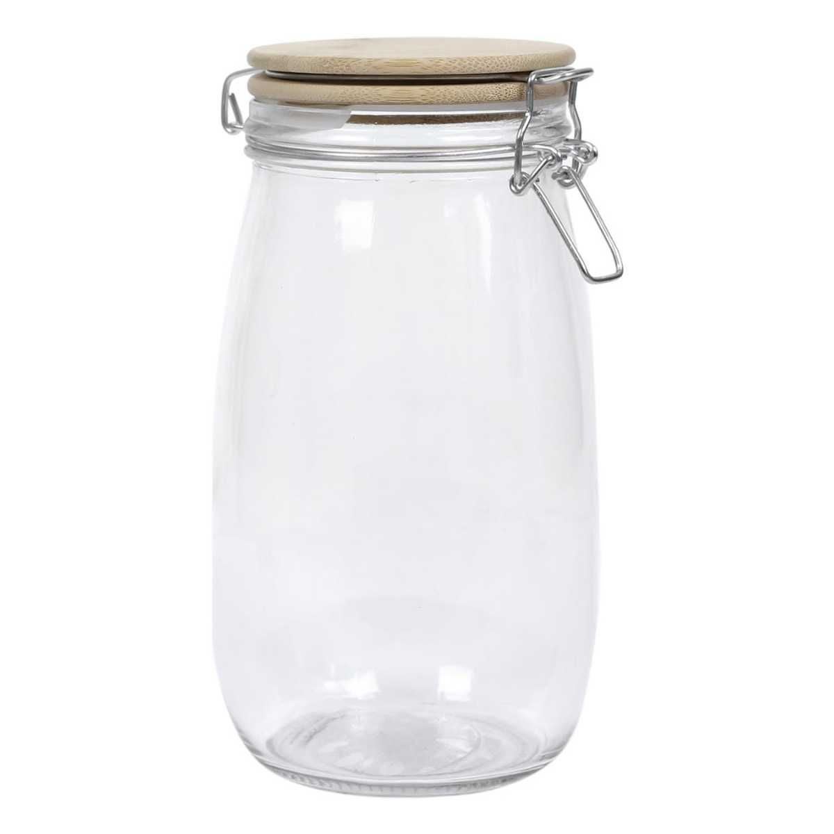 Bocal Spaghetti En Verre 1,92 L – Couvercle En Bambou | Design Épuré Bigismore | Parfait Pour Pâtes, Riz | Déco Cuisine Moderne