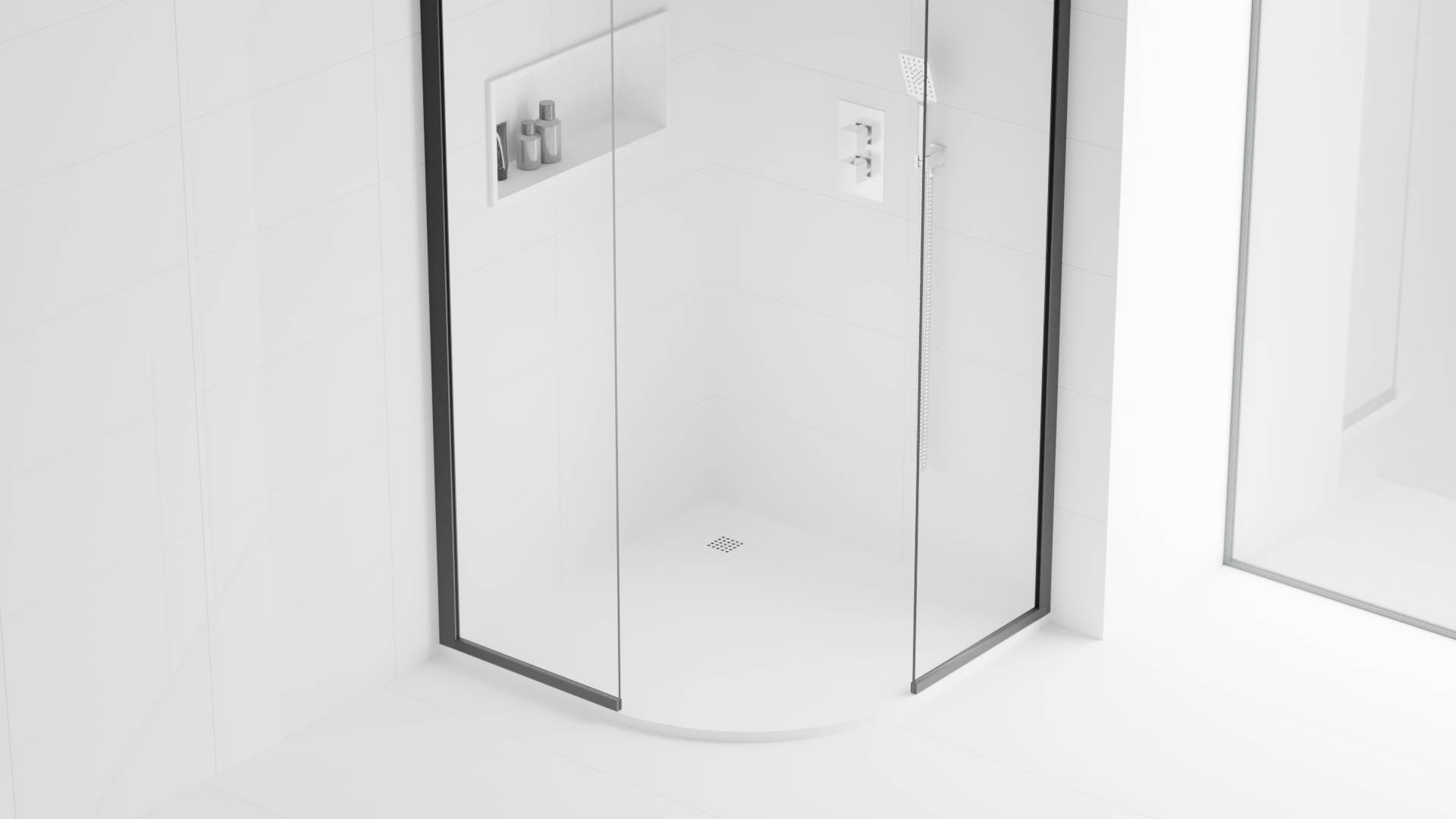 RECEVEUR DE DOUCHE EN RÉSINE LM ROMO - 70x70 - RAL 9003 - Couleur blanc – Extra-plat – Valve et grille laquée incluses – Classe C3 - 2