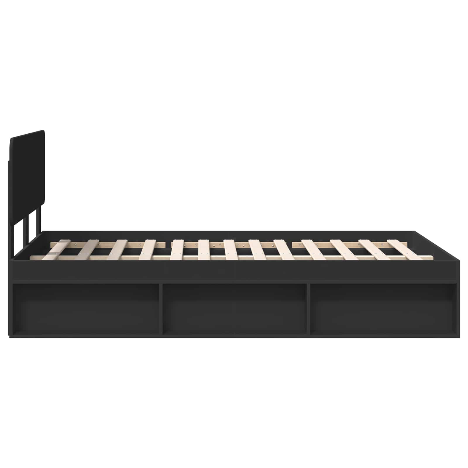 Cadre de lit avec tête de lit noir 135 x 190 cm en pin massif - 8