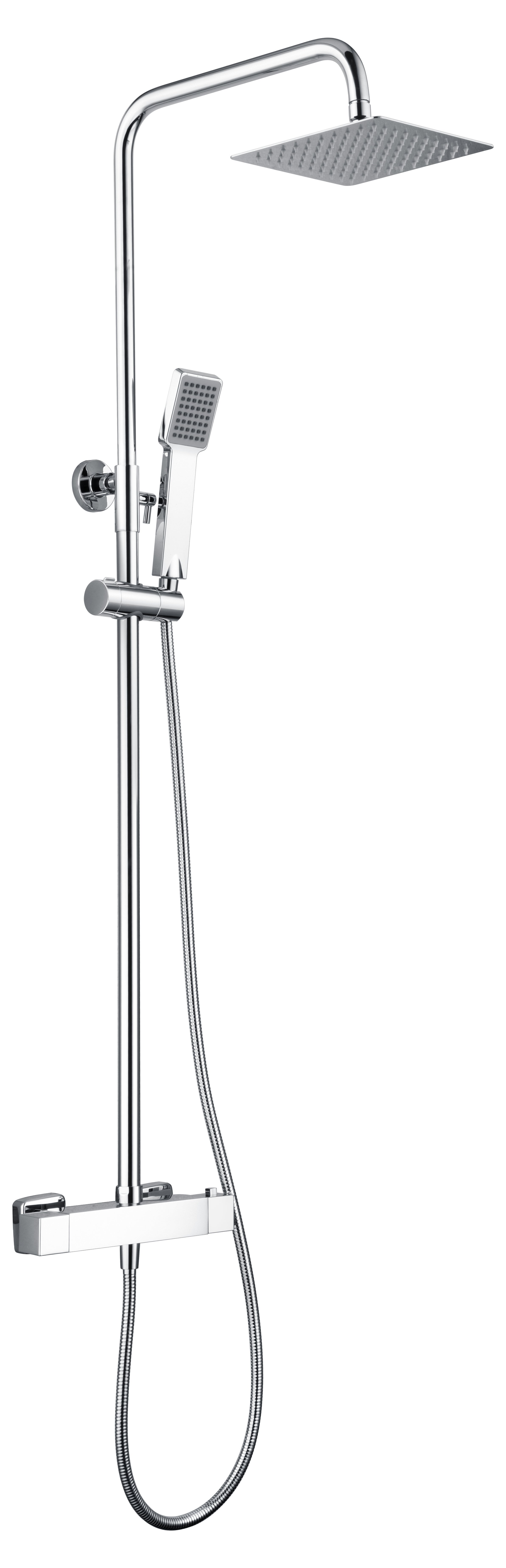 Ensemble De Douche Gris Acier Inox - Pommeau Pluie + Douchette - Robinetterie Moderne - Neuf