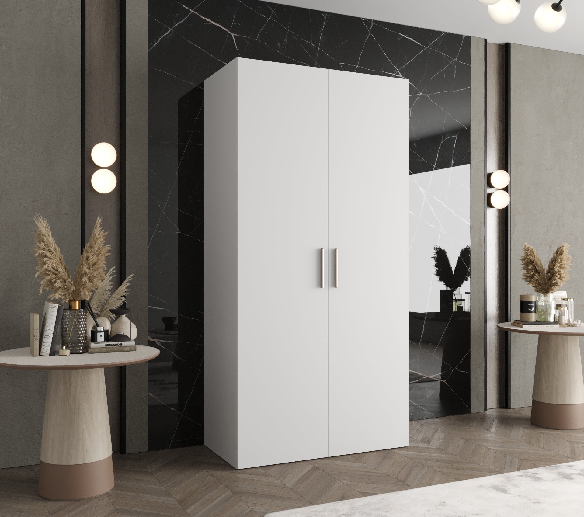 Szafa uchylna otwierana Bari 1 100 x 52 x 202 cm biały + u. srebrny Abiks Meble - 2
