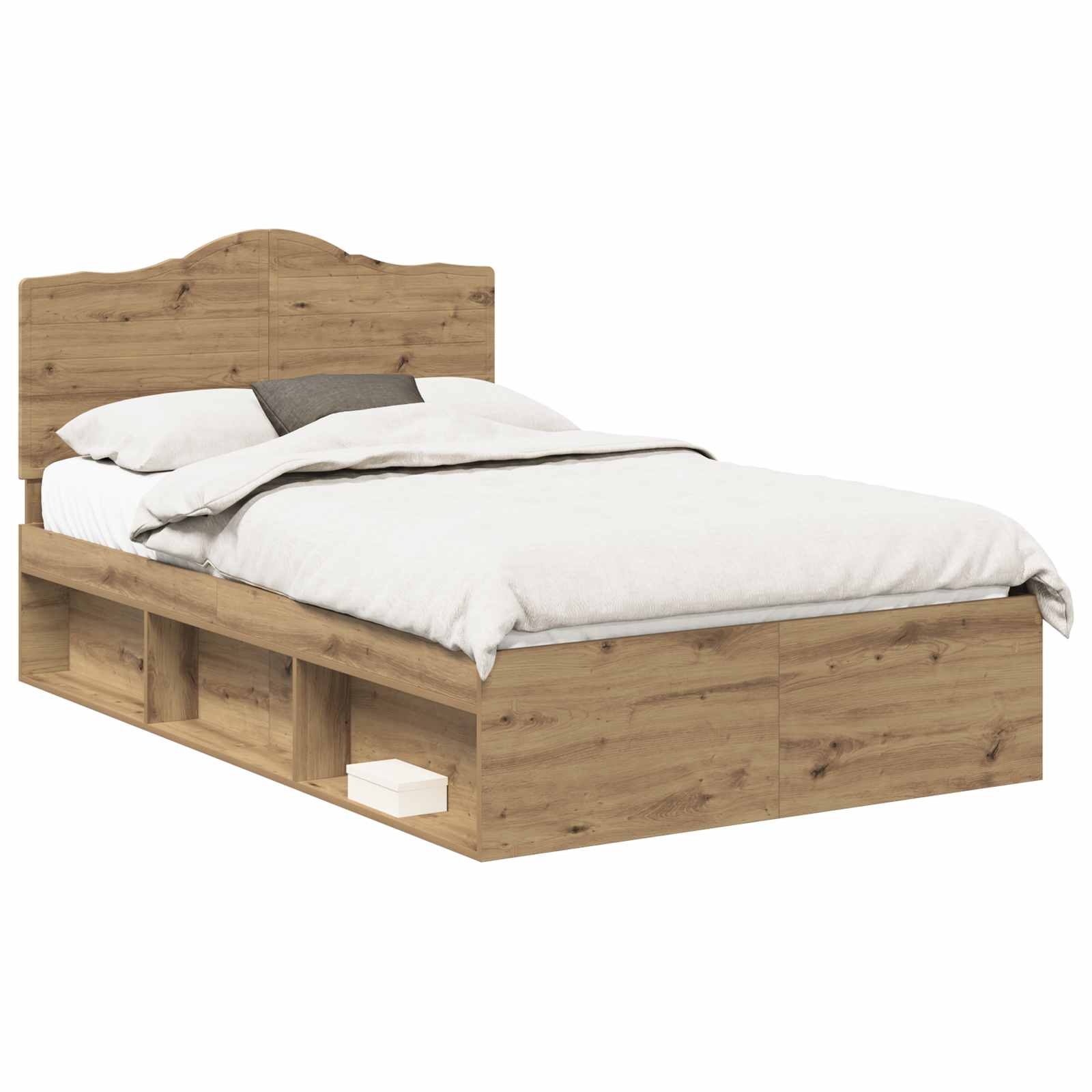 Cadre de lit chêne artisanal 120 x 190 cm bois de pin massif - 2