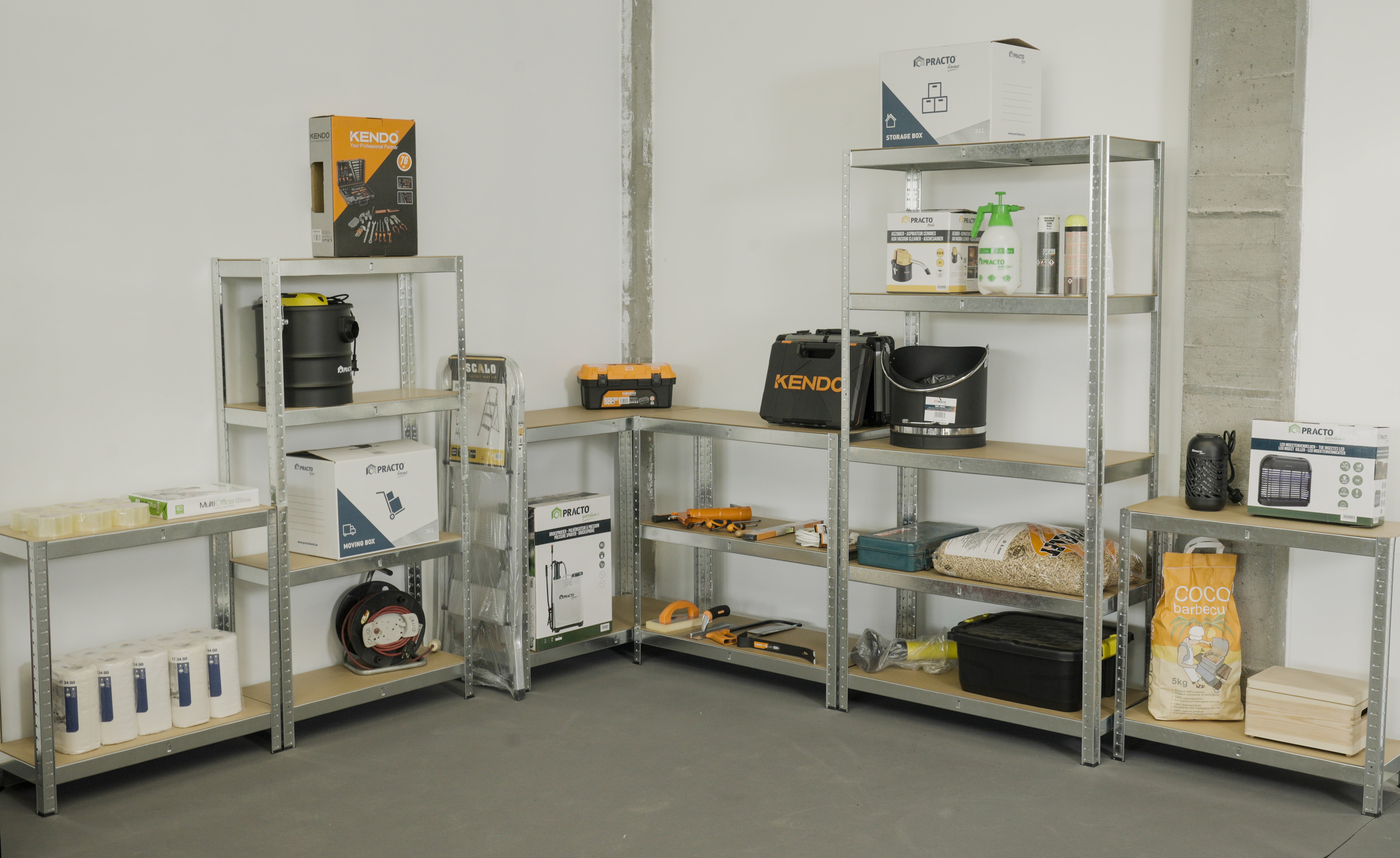 Rack en métal MDF/GALVA 180 x 90 x 50 cm - 5 étagères - Montage facile sans boulons - 4
