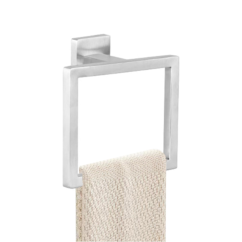 Portasciugamani Ad Anello Da Bagno In Acciaio Inox 304 - Design Moderno Quadrato, Fissaggio A Muro, Finitura Cromata - Celbon - 3