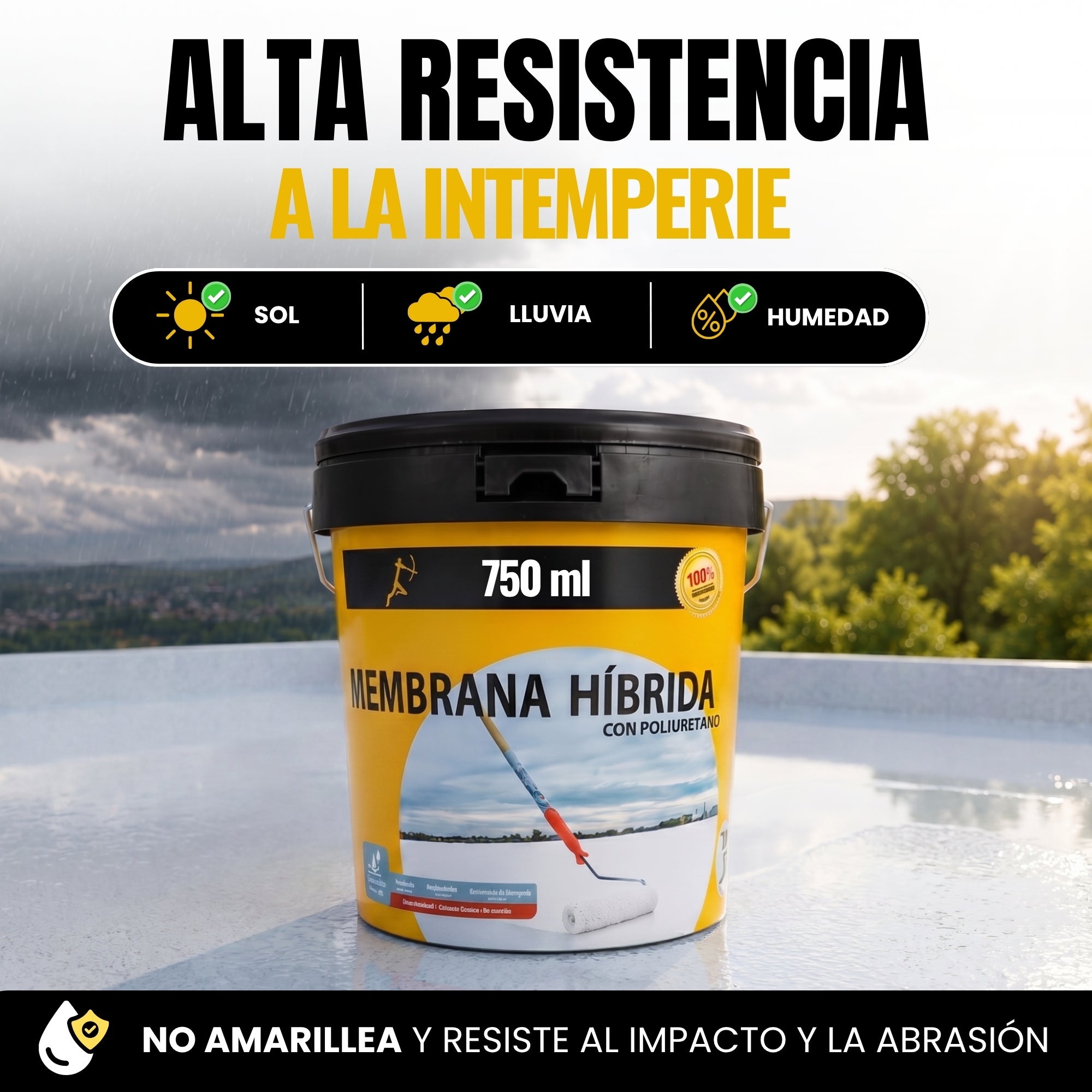(Transparente, 14L) Revestimento Impermeabilizante Híbrido Poliuretano | Tinta Impermeável para Terraços, Telhados e Exteriores | Contra Fugas - 5