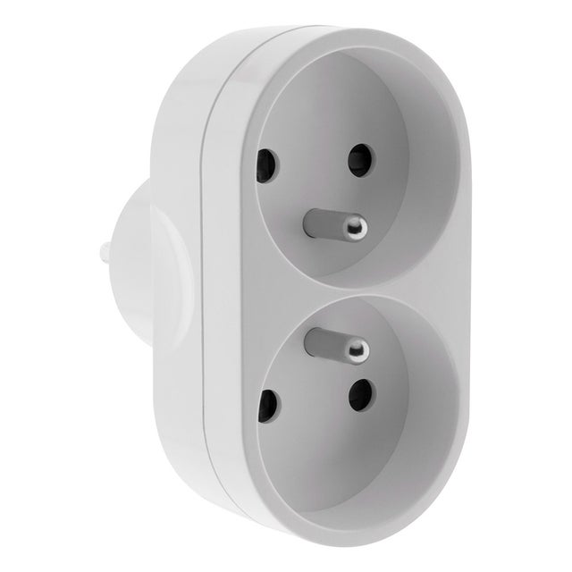 Multiprise biplite pour façade 16A - Blanc - Zenitech