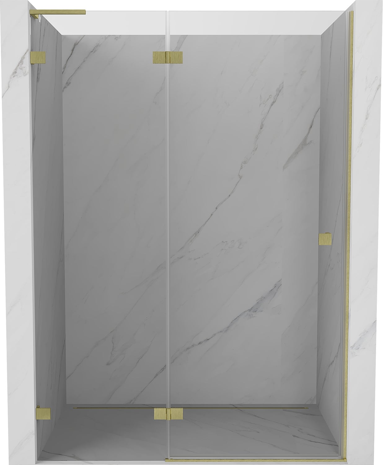 Mexen Lunar L drzwi prysznicowe uchylne lewe 140 cm, transparent, złote szczotkowane - 834L-140-000-55-00-L