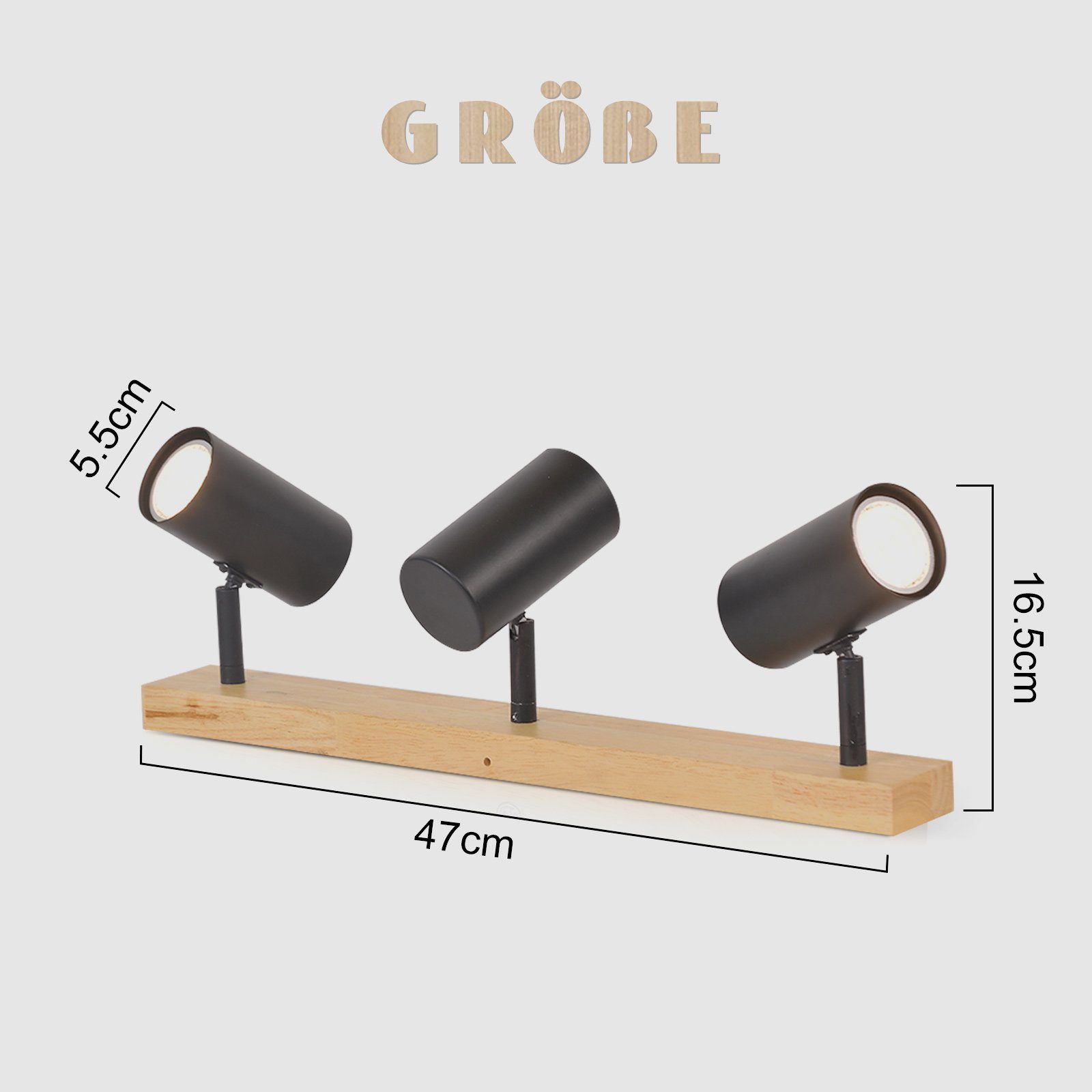 NETTLIFE 3 Focos de Techo Vintage GU10 Modernos de Madera Blanca Giratorios 350° para Dormitorio Salón Oficina Comedor Cocina - 7