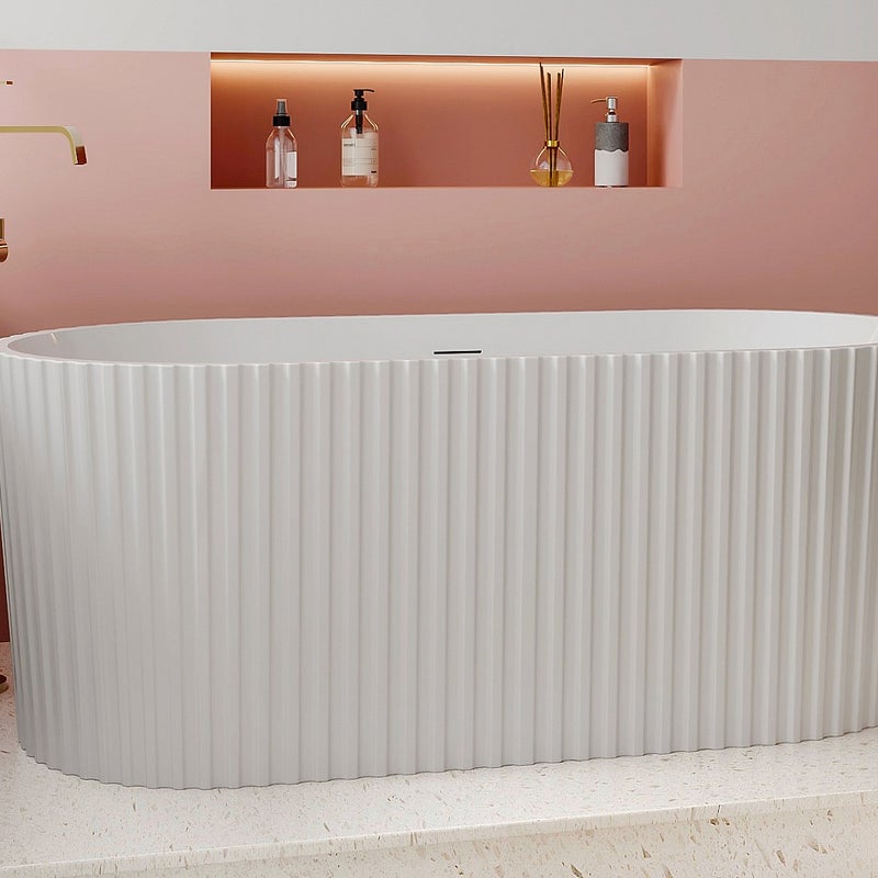 Wanna wolnostojąca żebrowana akrylowa - Biały z połyskiem - 220 l - 150 x 75 x 58 cm - ALIENA