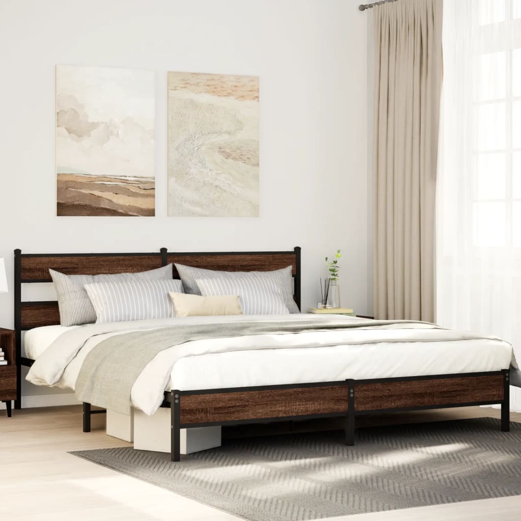 Łóżko Metalowe Czarne Rama łóżka Ze Stelażem Łóżko Do Sypialni Pokoju 180x200 cm