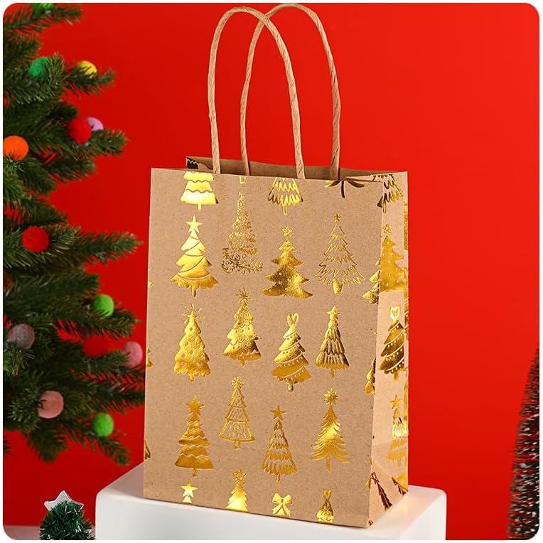 30 Sacchetti Di Carta Con Manici - Marroni, 20.5x8x15 Cm - Per Regali, Matrimoni, Compleanni E Fai Da Te