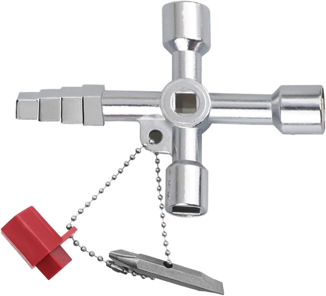 Lot De 3 Clés Triangle Multifonction 4 Voies - Pour Armoires électriques, Compteurs, Ascenseurs