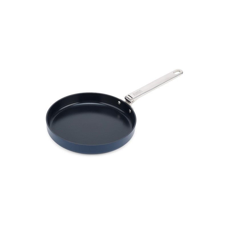 Patelnia ceramiczna z uchwytem składanym i powłoką zapobiegającą przywieraniu, 24 cm, niebieska
